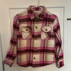 SO Kids Button Down Shirt in Pink and White Plaid